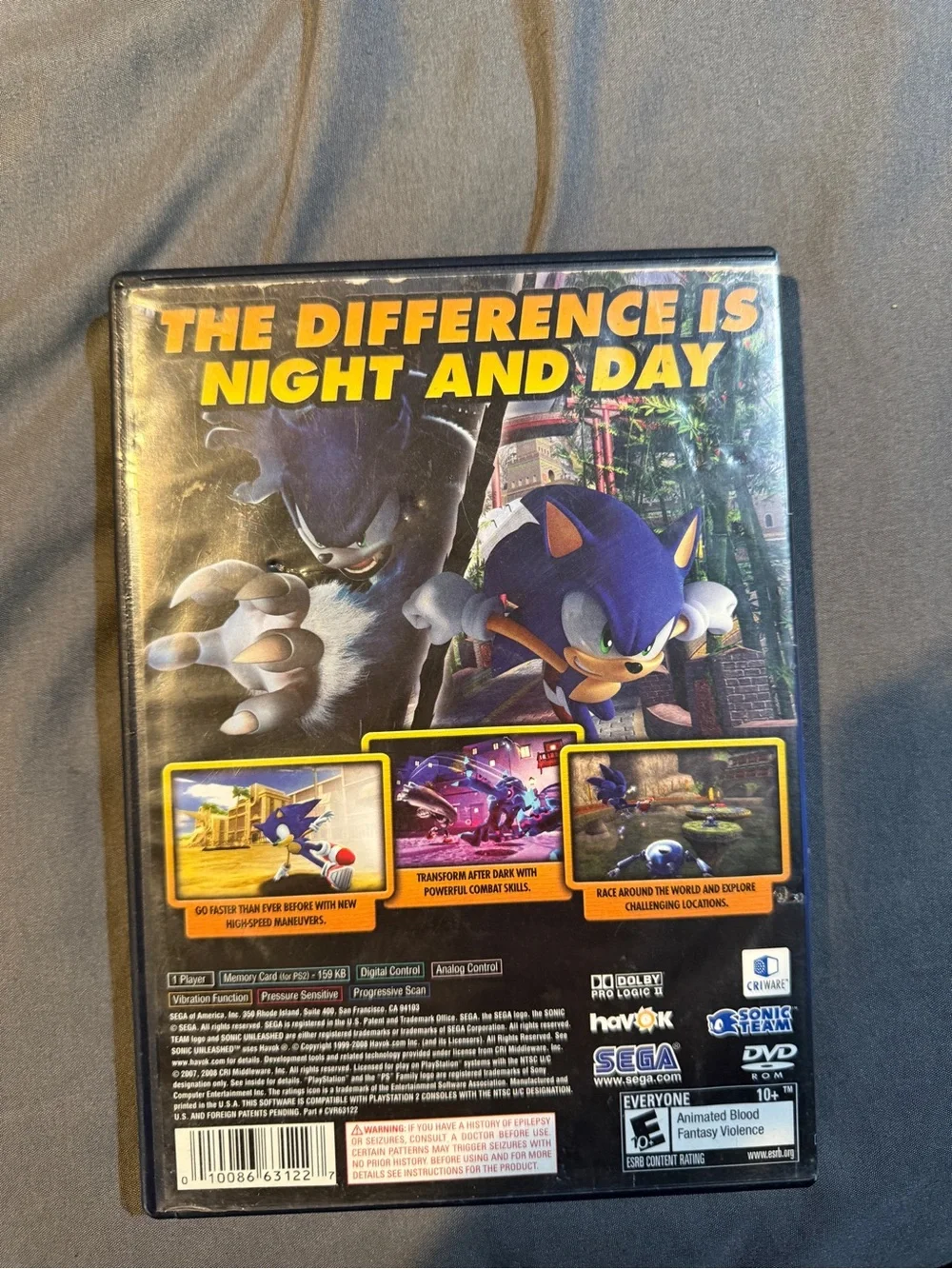 Sony PlayStation 2 Sonic Unleashed (Blue, Yellow, Purple)